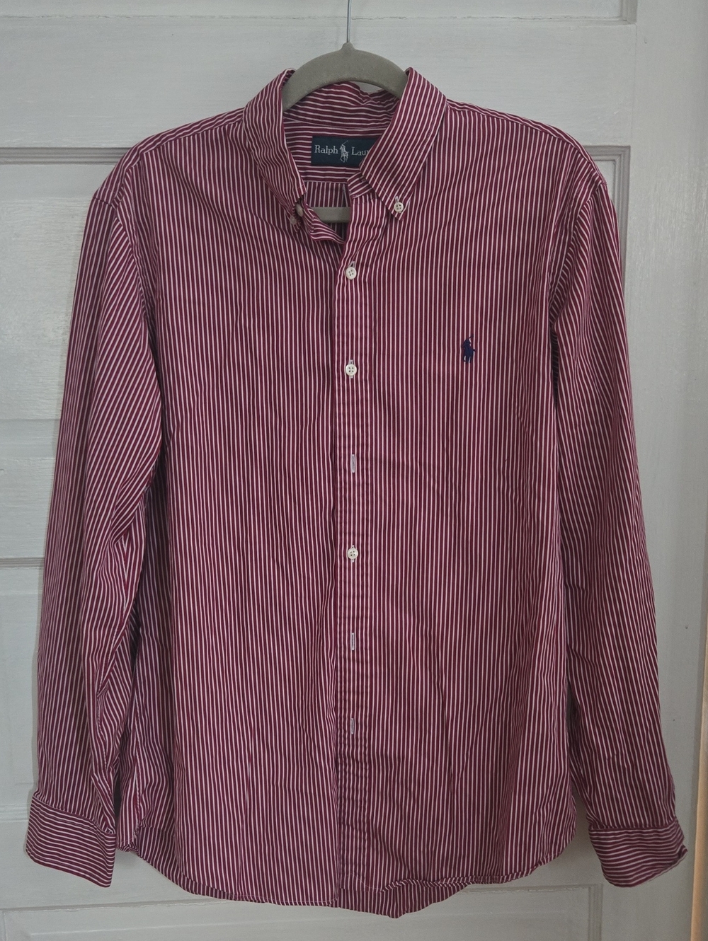 Ralph Lauren Men's Striped Button Down Red & White Large